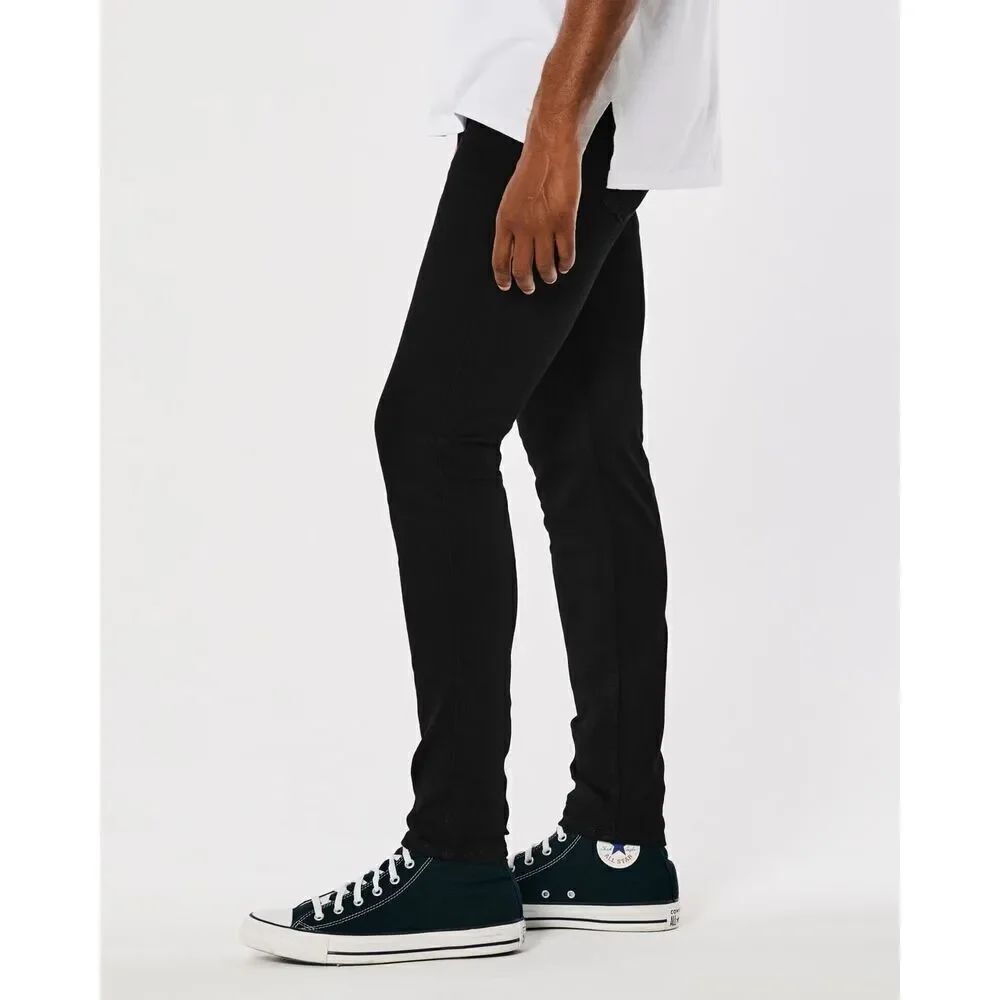 Mens Hollister Black Wash Athletic Advanced Stretch Skinny Jeans - Sz 31 x 30